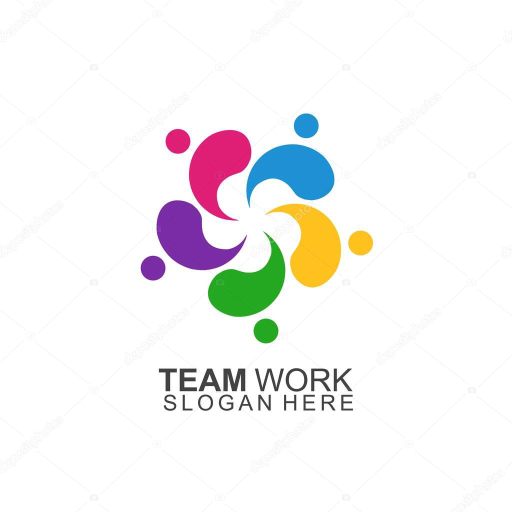 Team Work Logo Design. Modern Social Network Team Logo Design