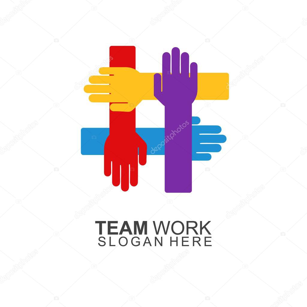 Team Work Logo Design. Modern Social Network Team Logo Design