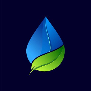 Yaprak ve su tasarım logosu şablonu. Yeşil ve Su Doğa Simgesi Tasarımı