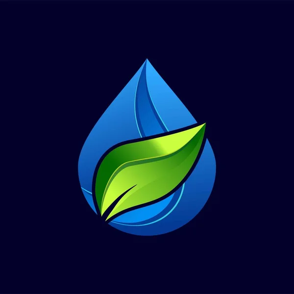 Blad Water Ontwerp Logo Template Groen Water Nature Icon Design — Stockvector
