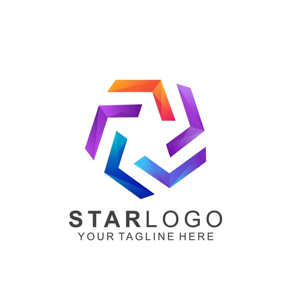 Kleurrijk Star Logo Design Abstract Ikoon Ster Vectorsjabloon — Stockvector