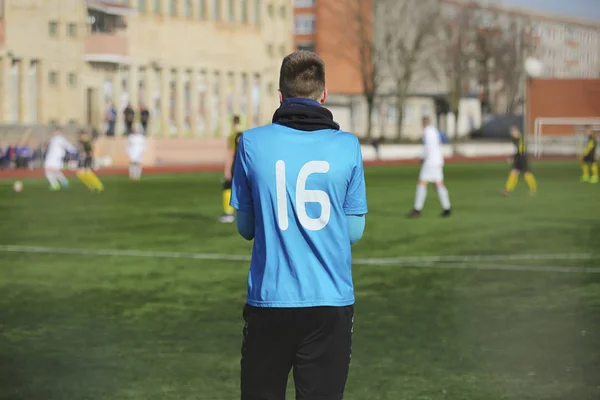 Rear view of soccer goalkeeper — Stock Photo, Image