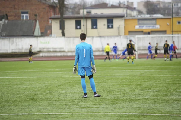 Vue arrière du gardien de but du soccer — Photo