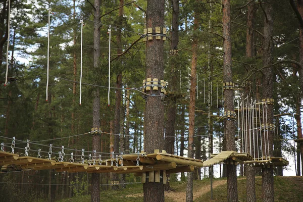 Sentieri sospesi nel parco avventura — Foto Stock