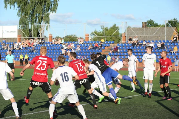Episode pertandingan sepak bola di Daugavpils — Stok Foto