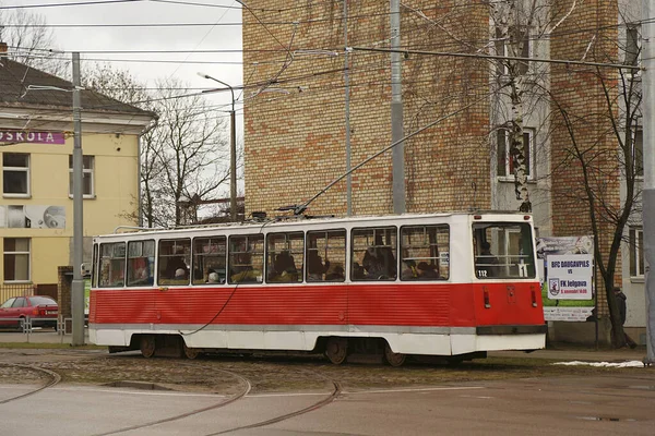 Daugavpils Łotwa Lutego 2020 Samochód Tramwajowy Daugavpils — Zdjęcie stockowe