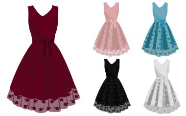 Şık Çiçek Nakışlı Güzel Elbise Tasarımı Parti Olayları İçin Uygun