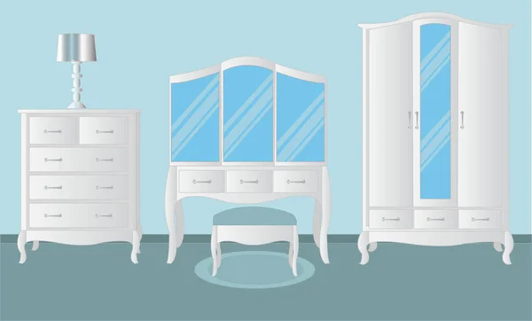 Beyaz Mobilya Tasarımı Vektörü evinizin yatak odasında görüntülemek için uygundur