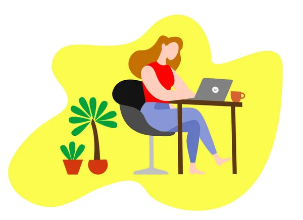 Pessoas Freelance Trabalham Condições Confortáveis Definir Vetor Ilustração Plana Personagem Fotografia De Stock