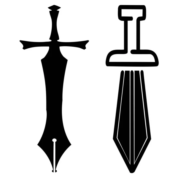 Der Feder Schwertfeder Ist Mächtiger Als Das Schwertflach Symbol — Stockfoto