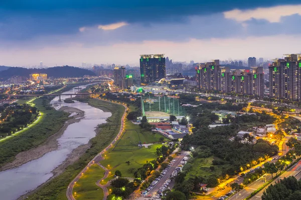 Xindian River Bij Zonsondergang Taiwan — Stockfoto