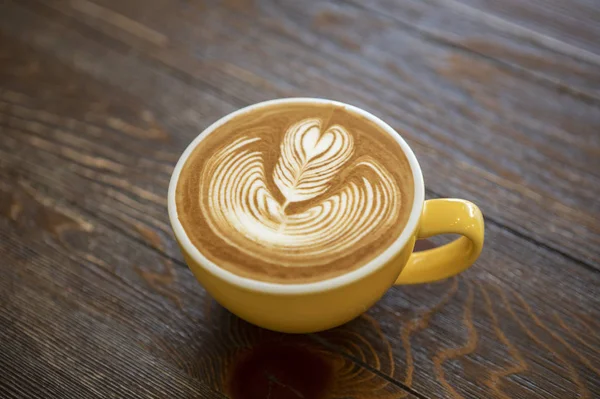 Kaffeetasse Mit Latte Art — Stockfoto