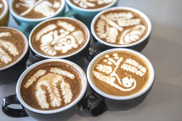 Kaffeetasse Mit Latte Art — Stockfoto