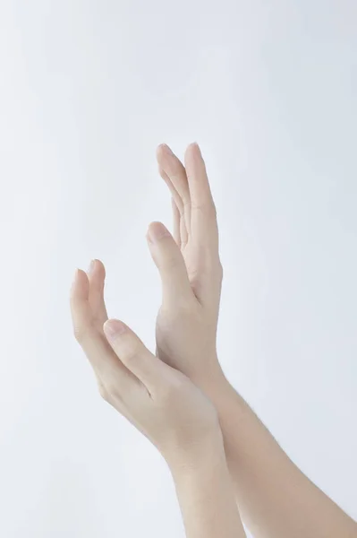 Mãos Mulher Fundo Branco — Fotografia de Stock