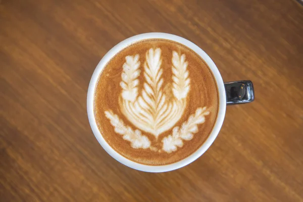 Kaffeetasse Mit Latte Art — Stockfoto