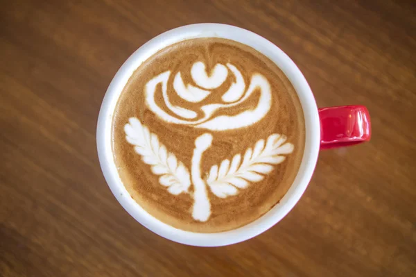 Xícara Café Com Arte Latte — Fotografia de Stock