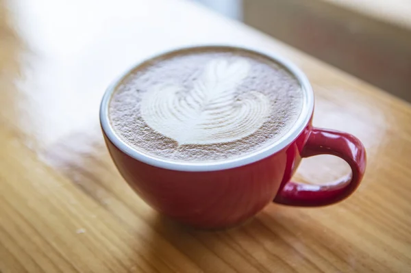 Kaffeetasse Mit Latte Art — Stockfoto