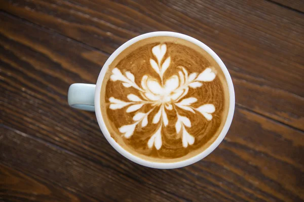 Kaffeetasse Mit Latte Art — Stockfoto