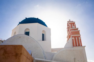 Yunanistan 'ın Santorini adasının geleneksel Yunan mimarisi