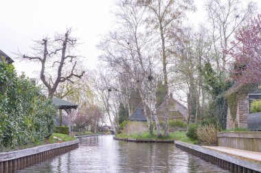 Hollanda 'daki kanal ve tarihi şehir binaları