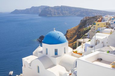 Yunanistan 'ın Santorini adasının geleneksel Yunan mimarisi