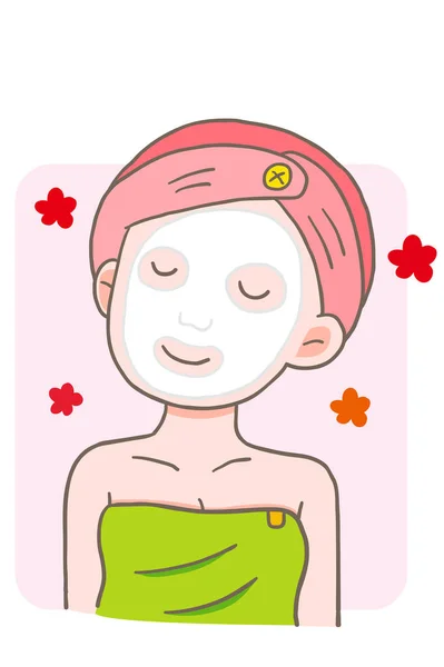 얼굴에 화장품 마스크를 귀여운 소녀의 — 스톡 사진