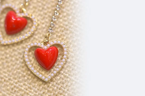 Heart Shaped Pendants Jewelry Background — Stock Photo, Image