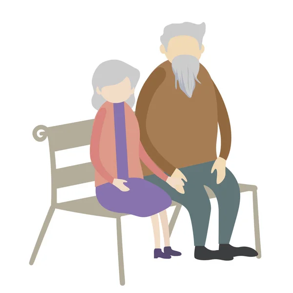 Elderly Couple Sitting Bench Holding Hands — Stock Photo, Image