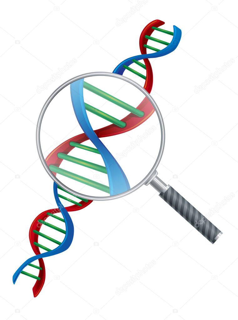 dna and magnigying glass illustration