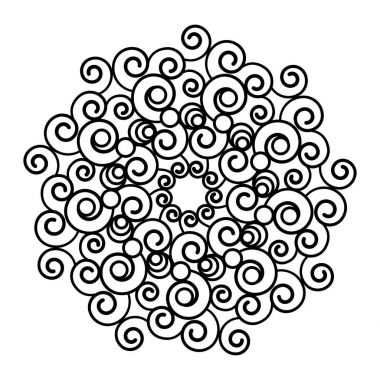  tek renkli Mandala. etnik, dini tasarım öğesi