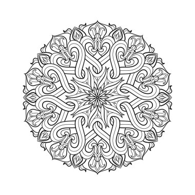  tek renkli Mandala. etnik, dini tasarım öğesi