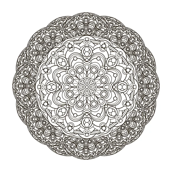 Mandala monochrome. ethnique, élément de conception religieuse — Image vectorielle