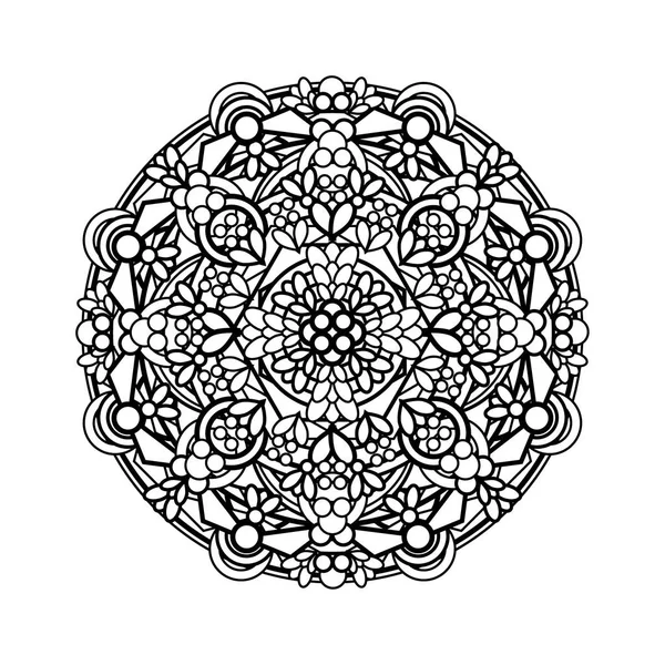 Mandala monocromo. elemento de diseño étnico, religioso — Archivo Imágenes Vectoriales