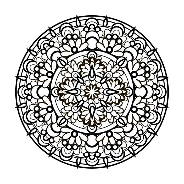 Mandala monochrome. ethnique, élément de conception religieuse — Image vectorielle