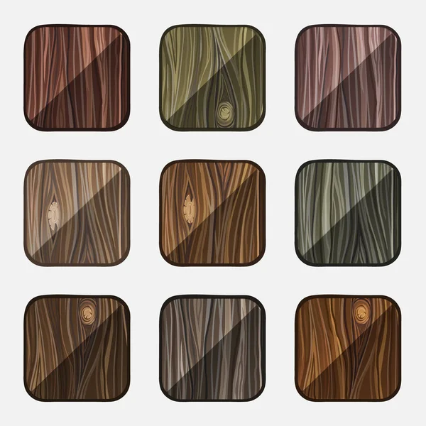 Σετ ξύλινες εικόνες. Πρότυπο ξύλινα κουμπιά — Διανυσματικό Αρχείο