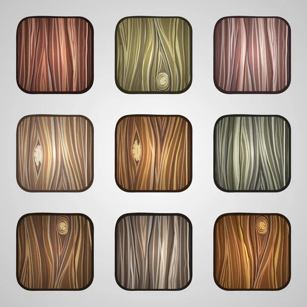 Conjunto de iconos de madera. Botones de madera de plantilla — Vector de stock