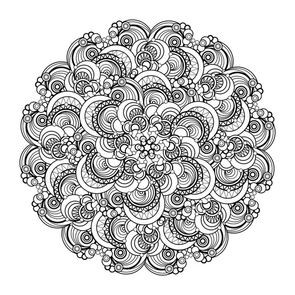 Monochroom Mandala. etnische, religieuze ontwerpelement — Stockvector