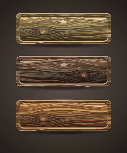 Conjunto de iconos de madera. Botones de madera de plantilla — Vector de stock