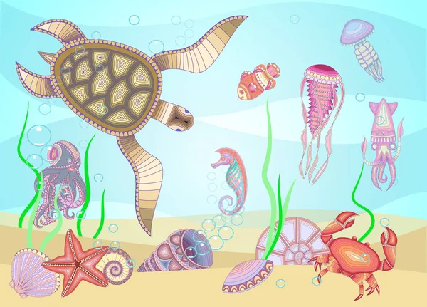 "あなたの創造性のための海洋生物」。ロゴ — ストックベクタ