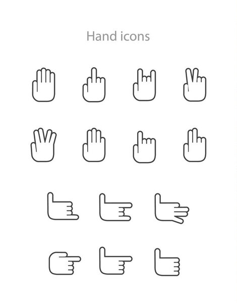 Linear icons of hands. Vector