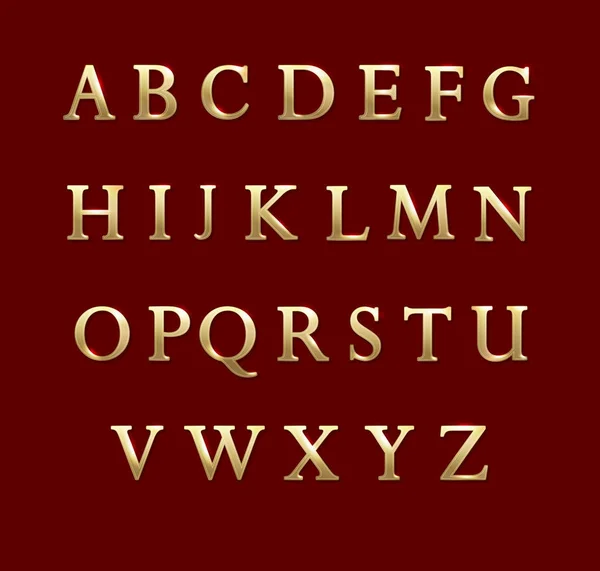 Letras Metal Dourado Alfabeto Vetorial — Vetor de Stock