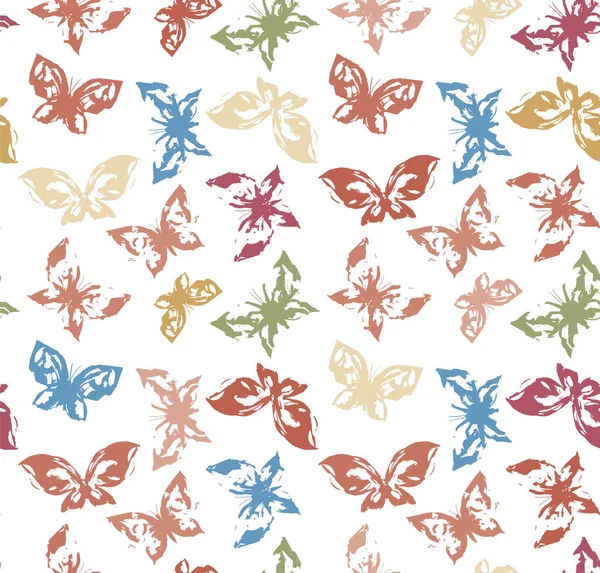 Designer Seamless Pattern Butterflies Grunge Vector Illustration — Stock Vector