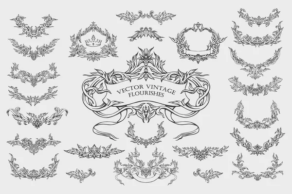 Insieme Vettoriale Elementi Design Cornici Decorazione Pagina Stile Vittoriano Illustrazione — Vettoriale Stock