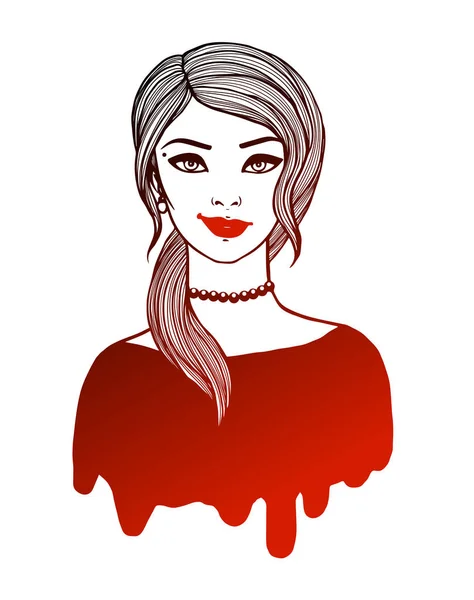 性格年轻的妇女黑色和红色 矢量插图 — 图库矢量图片