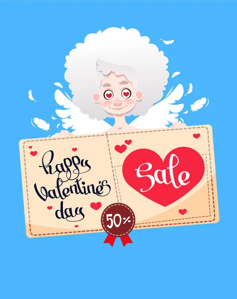 Cartão Saudação Festivo Para Dia São Valentim Com Cupido Doce — Vetor de Stock