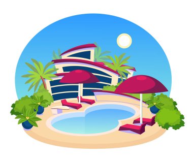 Yüzme Havuzu büyük Modern Villa düz tasarım 