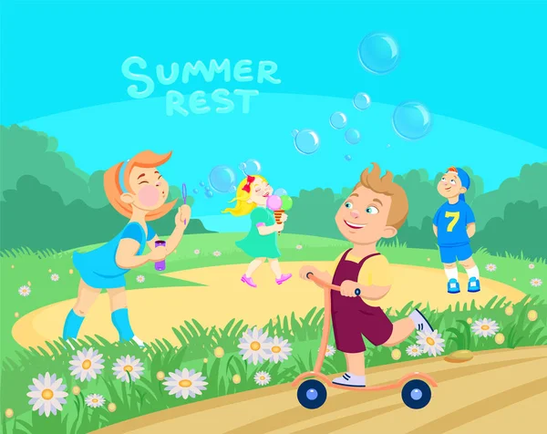 cartoon children playing on the street