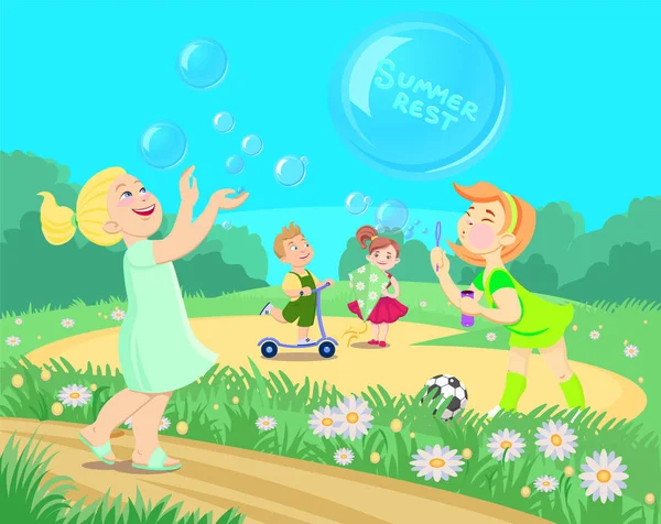 cartoon children playing on the street