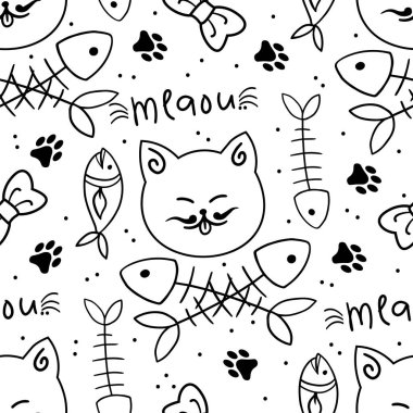 Sevimli kediler ile sorunsuz vektör desen