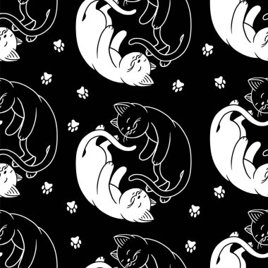 Sevimli kediler ile sorunsuz vektör desen